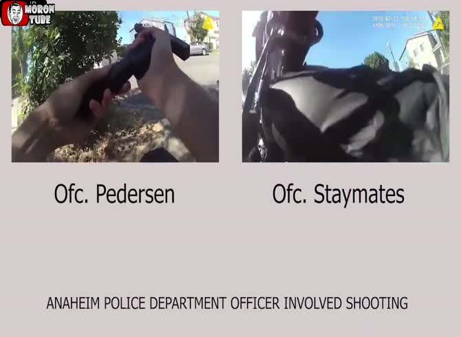Video :A man who runs away in his automobile is shot 76 times by two police officers in California